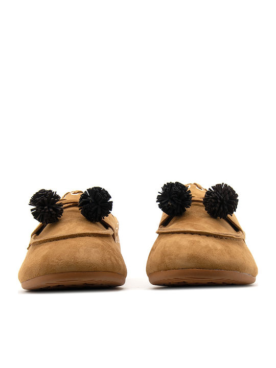 Lodi Leather Women's Moccasins In Tabac Brown Colour Suede