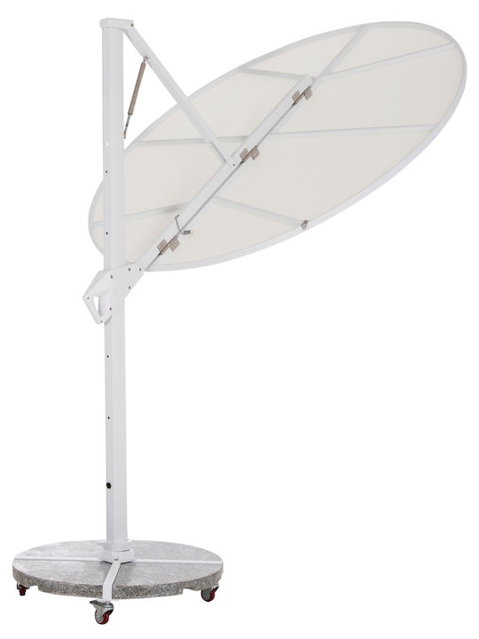 Professional Floor Parasol Circular Aluminum Cannopy Gray with Base Φ2.665m