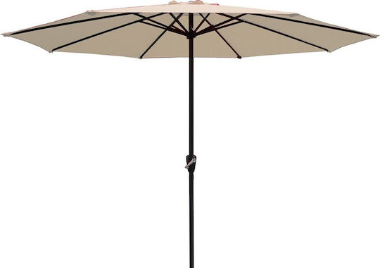 Garten & Terrassen Sonnenschirm Bodenständer Rund Metall Grizel Beige Ø2.7m