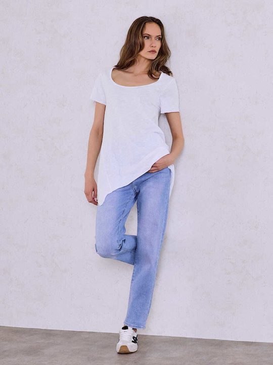 Celestino Bluza Damă Asimetrică Loose Fit Albă