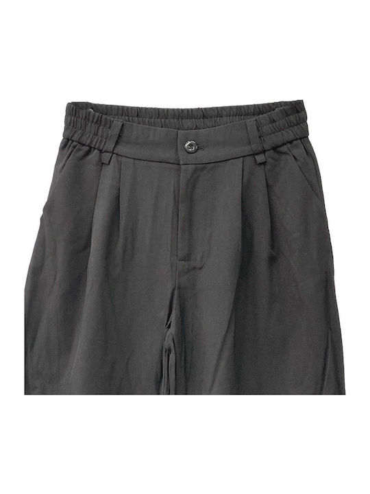 Damen Stoffhose mit Gummiband Schwarz