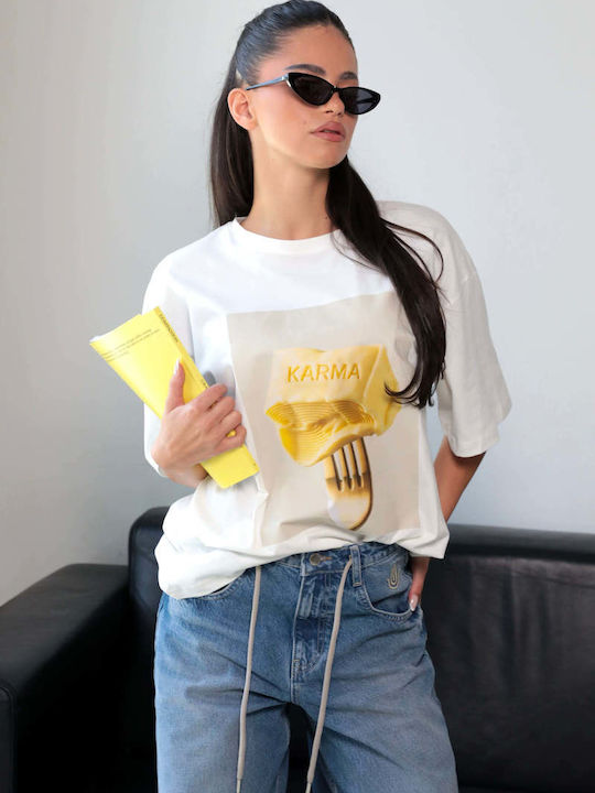 Kurzärmeliges Weißes Damen T-Shirt