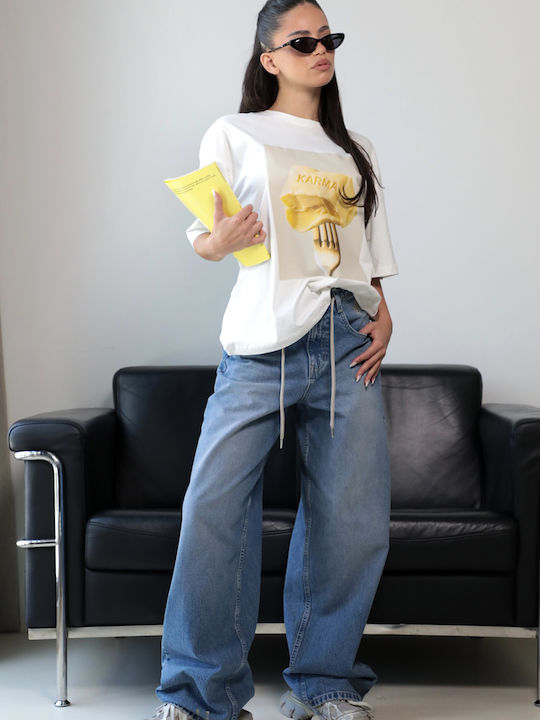 Kurzärmeliges Weißes Damen T-Shirt