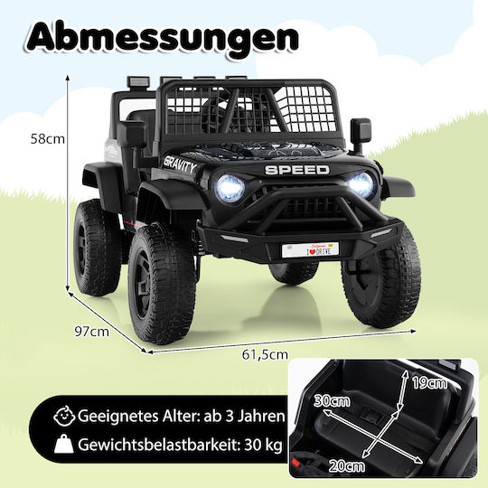 Elektrisches Kinderfahrzeug Mit Fernbedienung 24 Volt Schwarzes Für 3+ Jahre