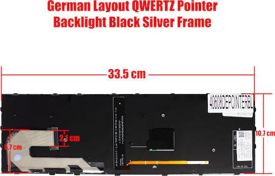 German Laptop Keyboard HP Zbook 15u G5 8pw98pa 1y3j3us 15u G6 2zc06ea 2zc05ea Elitebook 850 G5 850 G6 755 G5 L17971-071 DE Pointer Backlight Black Silver Frame Code 40608depointerbl