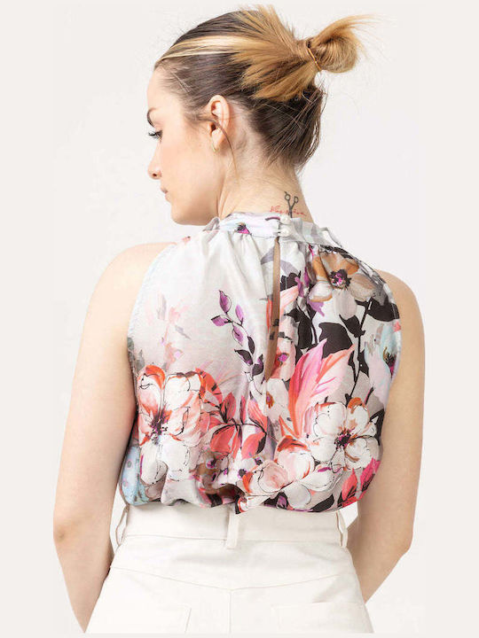 Women's Satin Sleeveless Blouse Burgundy