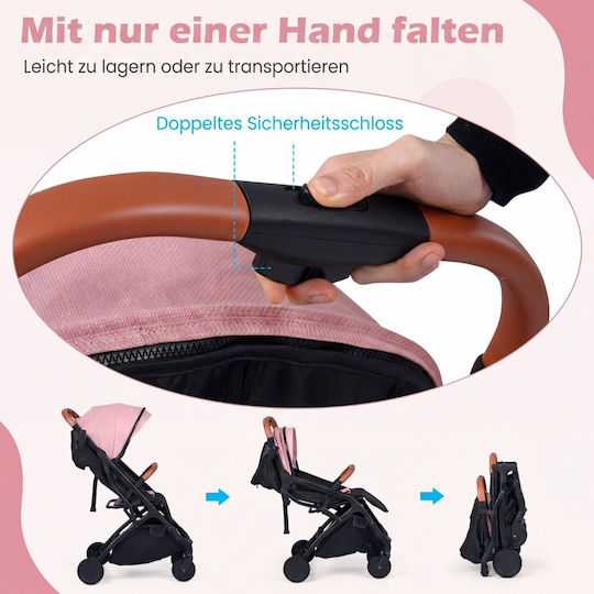 Costway Reversible Baby Stroller Suitable for Newborn Pink 7.5kg