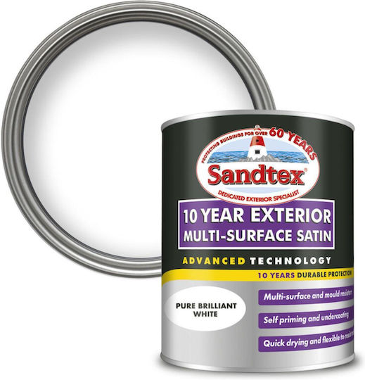 Paint Sandtex Satin White 0.75l Water Base