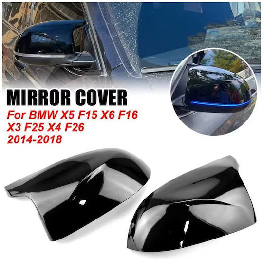 Mirror Caps BMW X3 F25 X4 F26 X5 F15 X6 F16 XM Look Glossy Black 2 Pieces BMW Carner