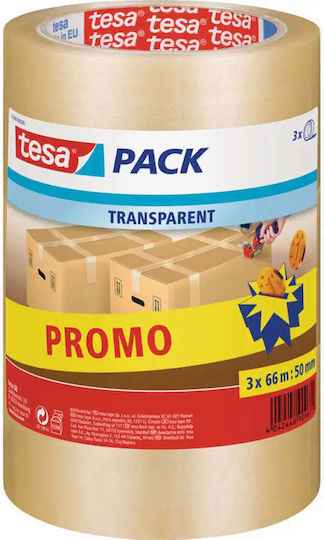 Tesa Прозрачна Опаковъчна Лента 66м/50мм 2+1