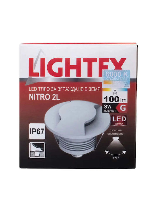 Lightex Σποτ Δαπέδου LED 3W με Ψυχρό Λευκό Φως IP67 Ασημί