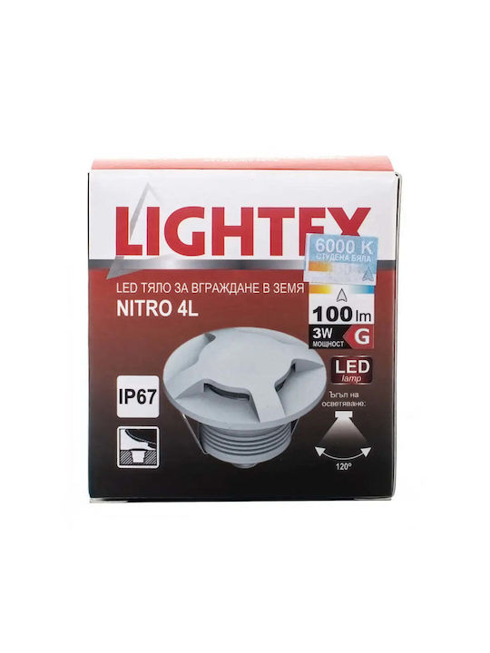 Lightex Σποτ Δαπέδου LED 3W με Ψυχρό Λευκό Φως IP67 Ασημί