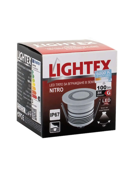 Lightex Spot De Podea LED 3W Cu Lumină Albă Rece IP67 Argintiu
