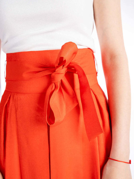 Hohe Taille Midi Damenrock Rote