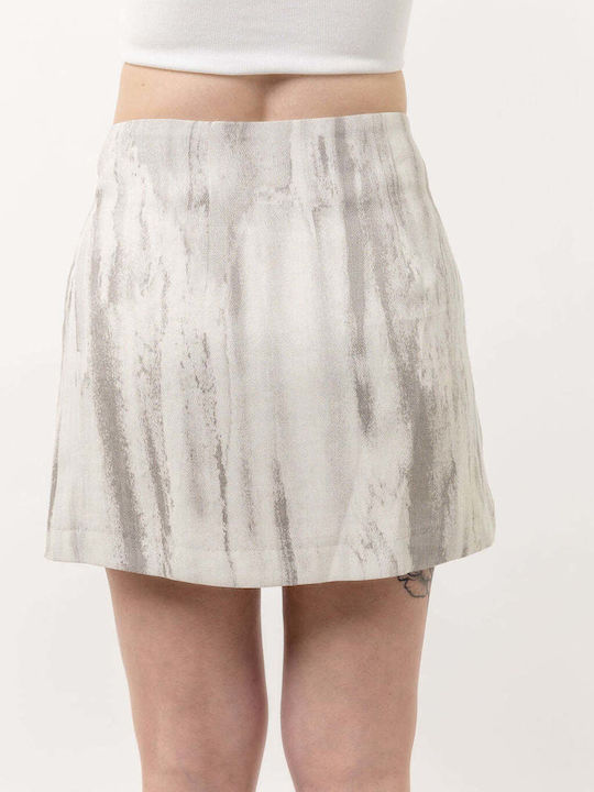 Linen High Waist Mini Skirt Gray