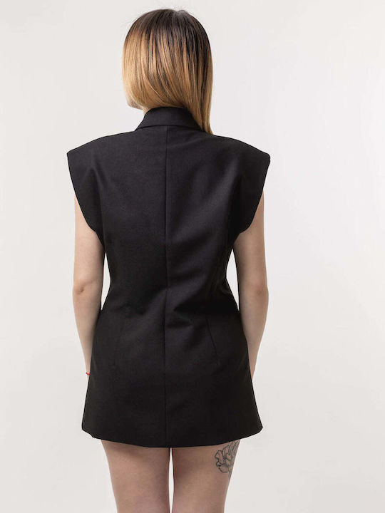 Ärmellose Damen Strickjacke in Schwarzer Farbe