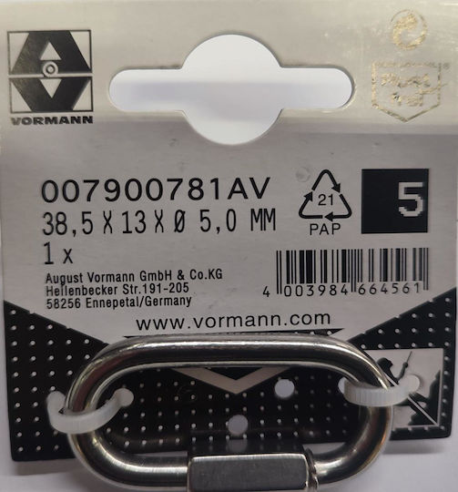Oval Carabiner Nut Vrn 5mm 38/6.0x13