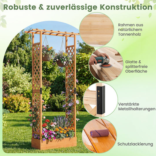 Costway Jardinieră Din Lemn Portocalie 227x35x110cm