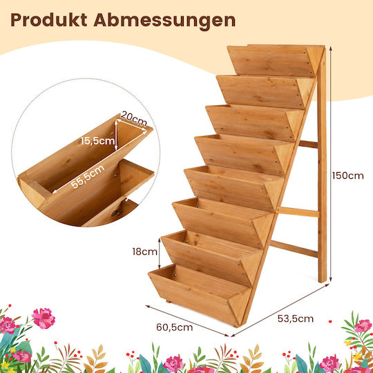 Costway Holzblumenkasten Orange 149,5x60x100cm