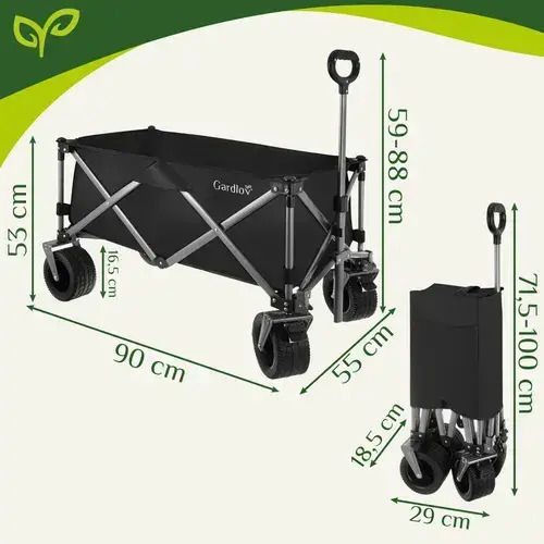 Foldable Garden Cart 150l 87x46x70cm