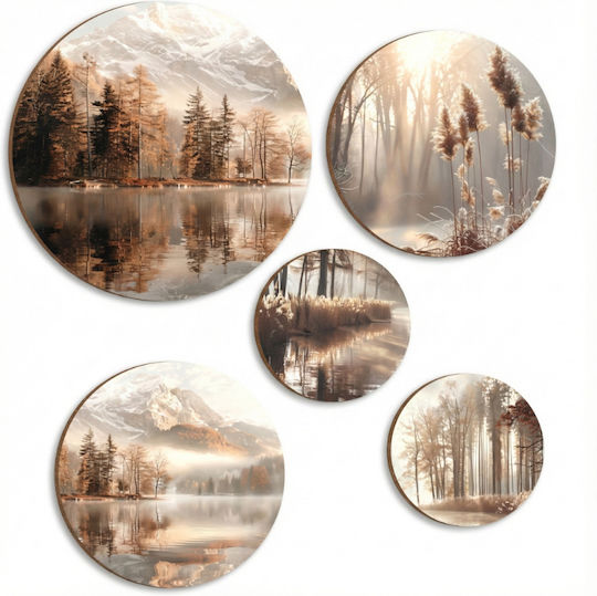 Tablouri Rotunde De Perete Bej Set Boho Dormitor Living