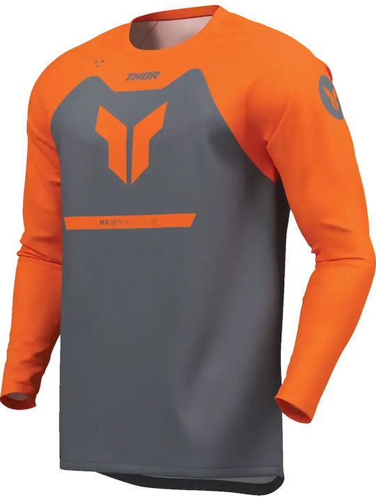 Thor Мотоциклетна Блуза Menace Racewear Ridemode Сиво Оранжево Въглен Полиестер