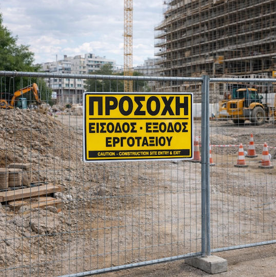 Προσοχη Εισοδος Εξοδος Εργοραξιου Πινακιδα Αλουμινιου 40χ60 Ινfosign 11013