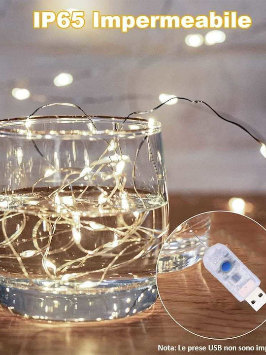 Light 8 Functions & Waterproof Connection LED Garland Lights IP65 Warm White