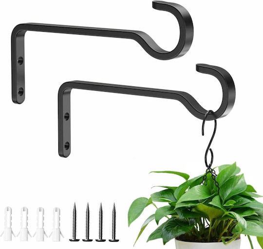 Cârlige Metalice Negre Pentru Ghivece 14.5 cm 2 Bucăți