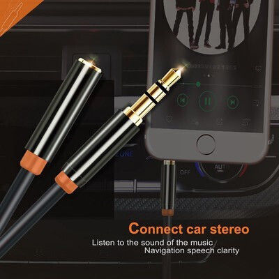 Cabletime 3,5mm Klinkenkabel 3,5mm Stecker - 3,5mm Buchse Schwarz 0,5m mit Vergoldeten Anschlüssen CT-AV311-P11FG