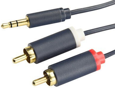 Cabletime Καλώδιο Ήχου 3.5mm male - 2x RCA male Μπλε 10m με Επίχρυσους Ακροδέκτες CT-AV303-H12G