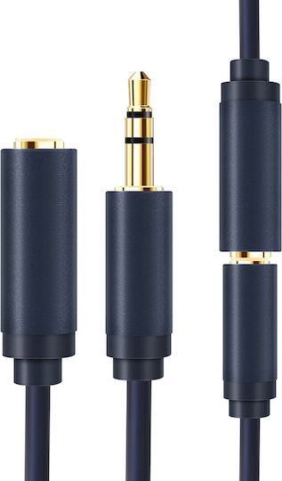 Cabletime 3,5mm Klinkenkabel - 3,5mm Buchse Blau 1,5m mit Vergoldeten Anschlüssen CT-AV302-H11G