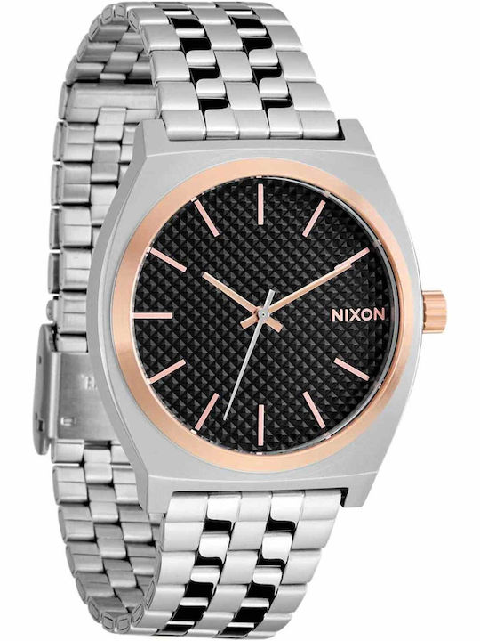 Nixon Time Teller Γυναικείο Ρολόι Μπαταρίας με Ασημί Μεταλλικό Μπρασελέ