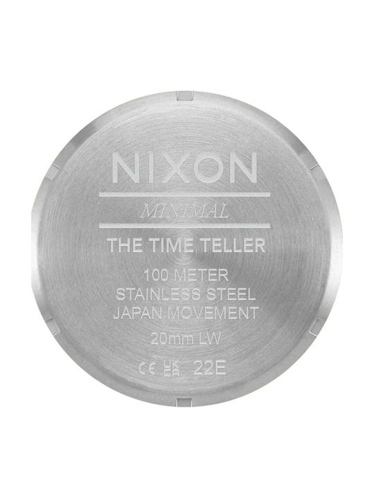 Nixon Time Teller Γυναικείο Ρολόι Μπαταρίας με Ασημί Μεταλλικό Μπρασελέ