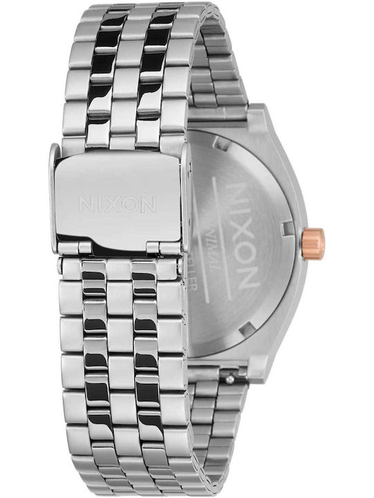 Nixon Time Teller Γυναικείο Ρολόι Μπαταρίας με Ασημί Μεταλλικό Μπρασελέ