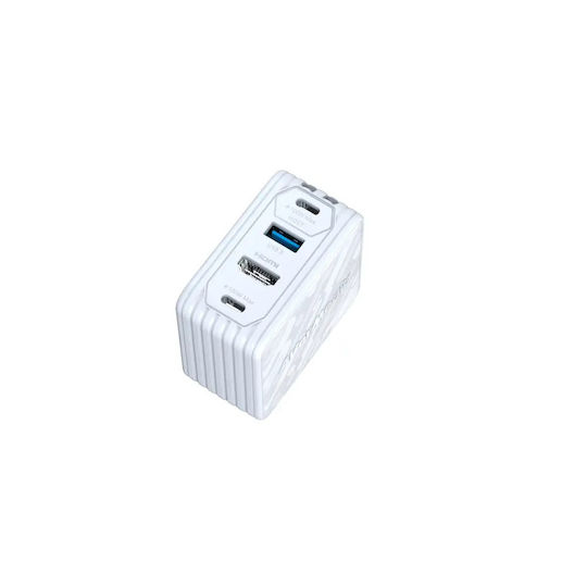 AVerMedia Зарядна Станция GaN с 2 USB-A и 2 USB-C Порта 100W Power Delivery в Бял Цвят (Core Go GC313)
