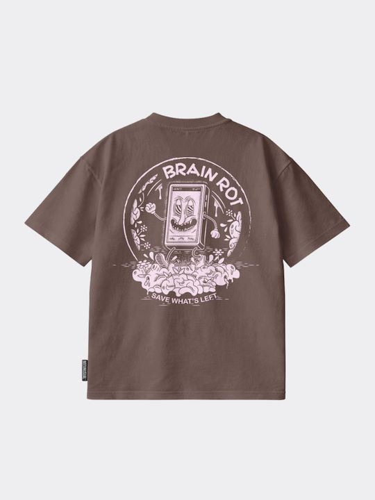 Brain Rot T-shirt Καφέ