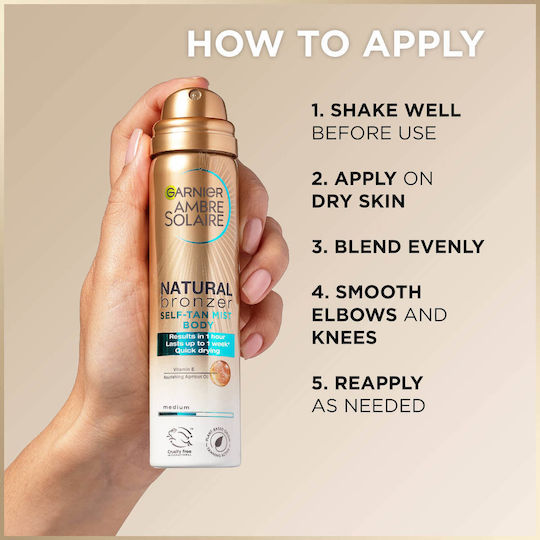 Garnier Ambre Solaire Trockener Selbstbräuner Mist Körper Mittel 150ml