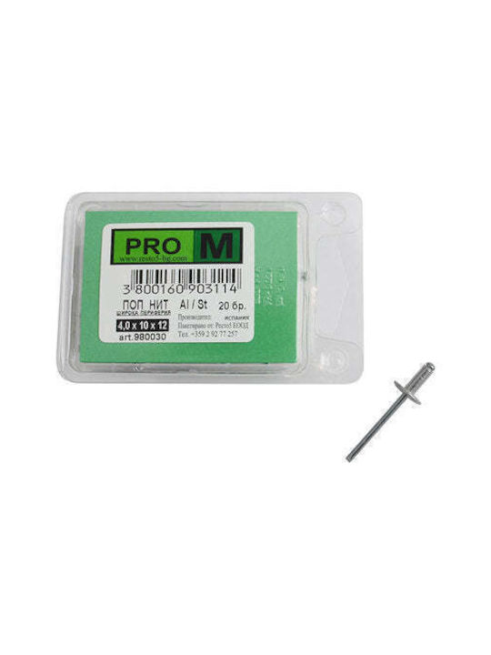 Pop Nit Wide Flange 4x10x12 Mm Pro M 20 Pieces