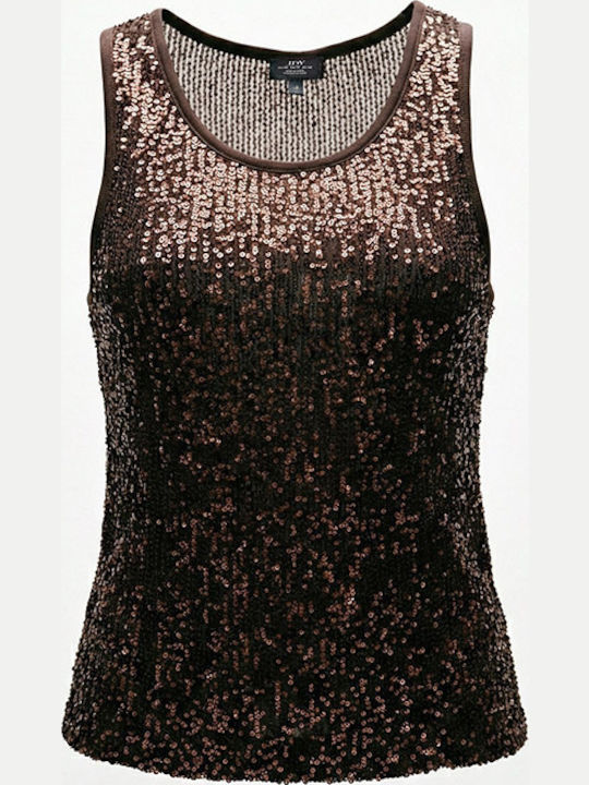 Women's Sleeveless Brown Blouse