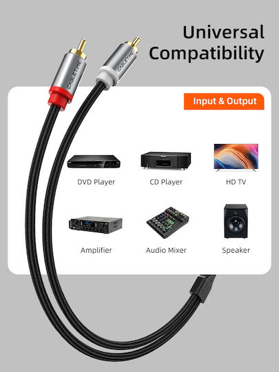 Cabletime Cable 2x RCA-Stecker - 2x RCA-Stecker 1m CT-RCA-AG1