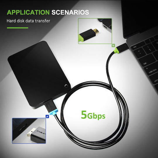 Cabletime USB 2.0 Cable USB-C Male - micro USB-B Black 1m CT-U33-CMMCBG
