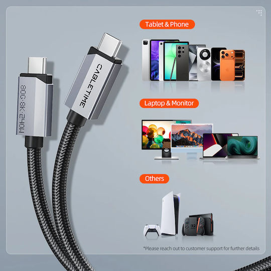 Cabletime Geflochtenes USB 2.0 Kabel USB-C männlich - USB-C 240W Schwarz 1m CT-USB4V2-AG1