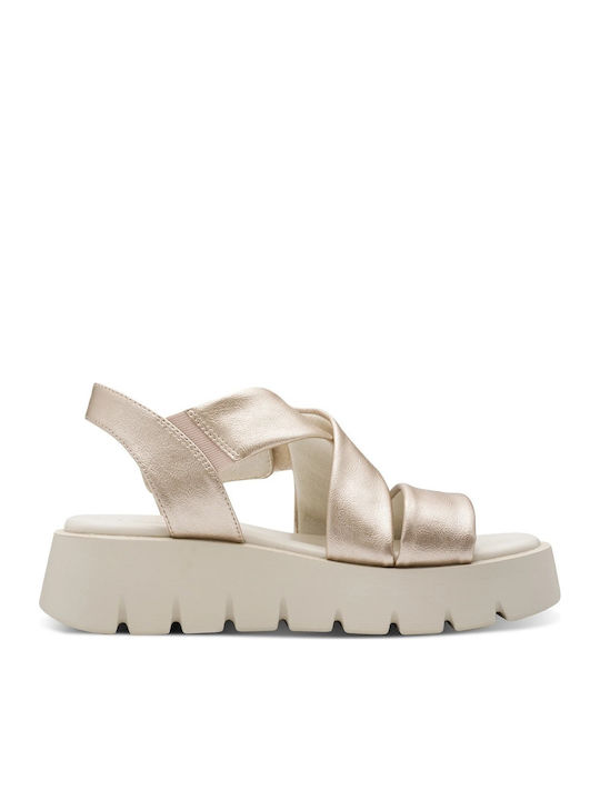 Γυναικεία Ανατομικά Σανδάλια Flatforms Χρυσά