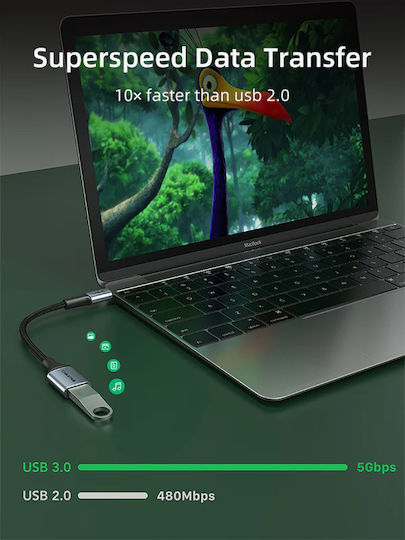 Cabletime USB-C Männlich Zu USB-C Weiblich Konverter Grau 1Stück CT-CMAF3.0-AG0.15