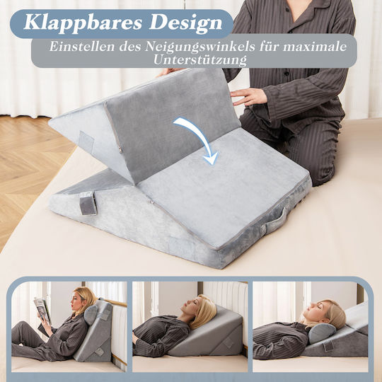 Costway Μαξιλάρι Σφήνα Αυχένα Memory Foam 53x30x57cm Γκρι