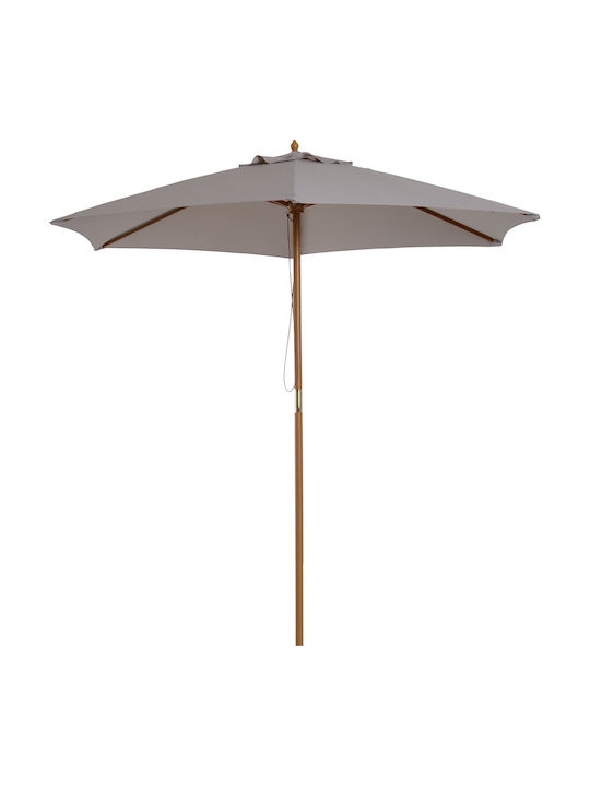Ομπρέλα Στρογγυλή Ξύλινη Garden Γκρι Φ2.5xΥ2.3m