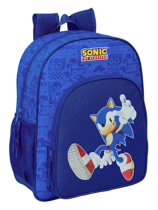 Sonic Σχολική Τσάντα Πλάτης Μπλε 32 x 12 x 38εκ