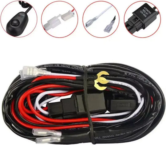 Wiring Harness 2 Leads LED Bars Vehicle Spotlights Relay & On Off Switch 12V TC-408