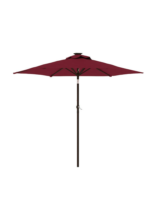 Round Garden Parasol Metal Burgundy 2.12x2.12m